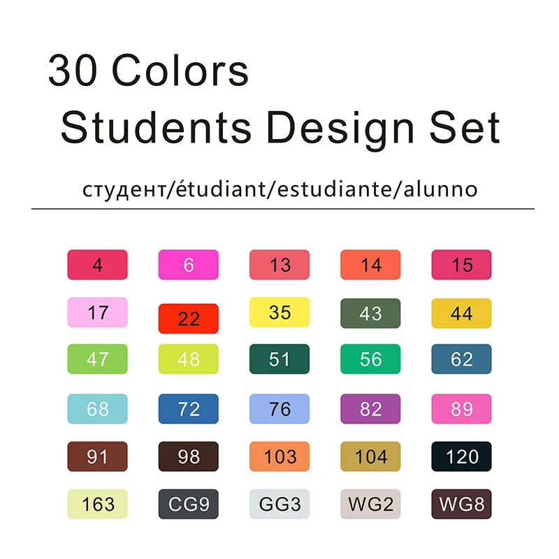 30/40/60/80/168 набор ручек для рисования кисть маркеры алкогольные масляные на основе чернил художественные маркеры для манги двухглавые принадлежности для художественных эскизов - Цвет: 30 Student Set