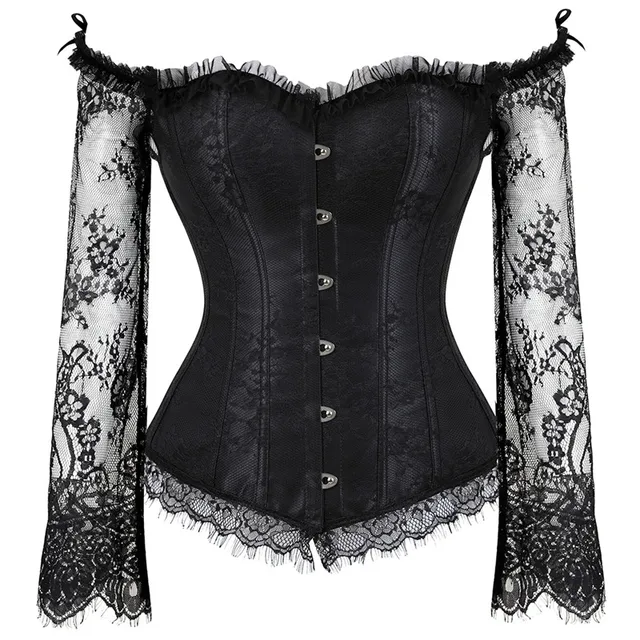 Women's Overbust Corset with Sleeves Vintage Victorian Retro Burlesque