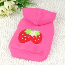 Pets Puppy Jackets Strawberry Pattern Hoodie Warm Coat Jacket Pets Clothes Coats