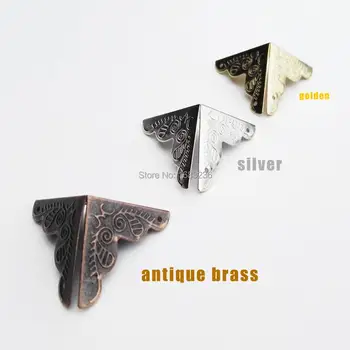

12pcs Metal Decorative Jewelry Wine Gift Box Wooden Case Chest Iron Edge Cover Corner Protector Guard Side length 25mm 3 color