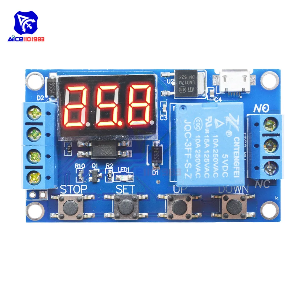 WS16 Switch Delay Time Relay Module Micro USB 5V LED Display Automation