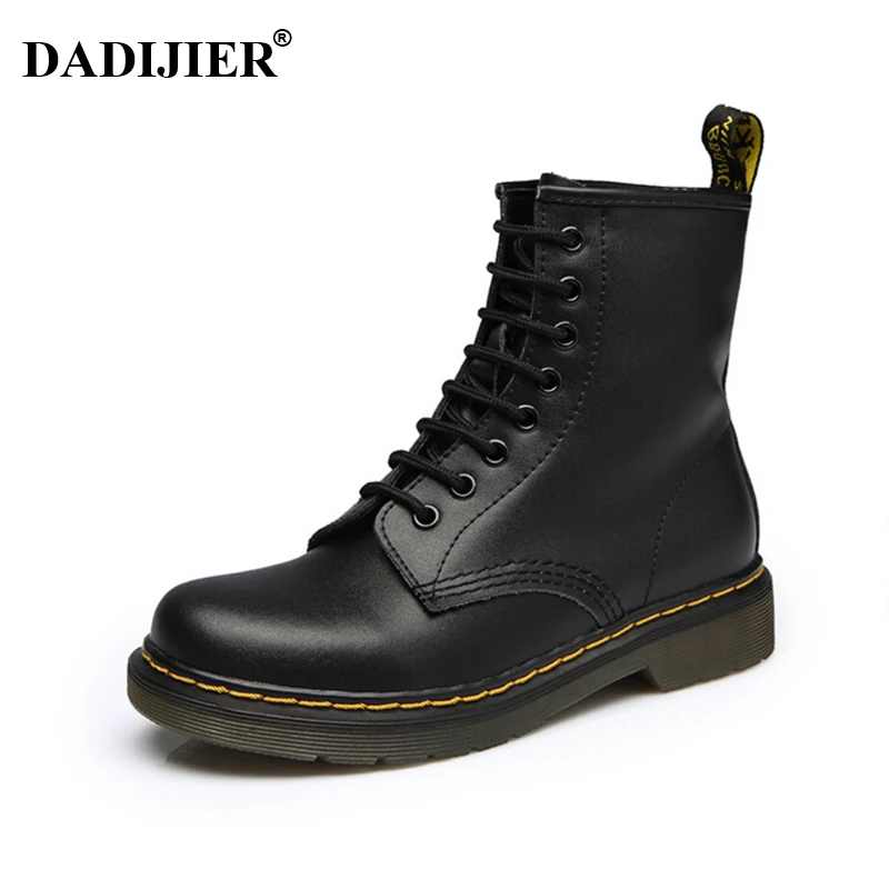 

2018 Women Boots Dr boots High quality split Leather shoes High Top Motorcycle Autumn Winter shoe woman snow Boots ST50