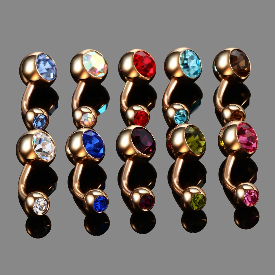 1PC/Lot 14G Belly Button Piercing Nombril Navel Earring Stainless Steel Colorful Crystal for Women Sexy Body Jewelry piercing jewelry body piercing earrings ear piercing jewelry metal jewelry belly button earrings belly button piercings body piercing jewelry body jewelry