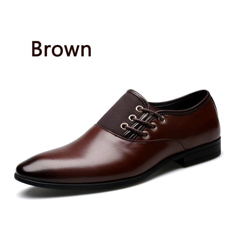 MRCCS/Новые Модные Мужские модельные туфли кожаные туфли-оксфорды повседневные туфли в деловом стиле с круглым носком и боковой шнуровкой; большие размеры 38-47 - Цвет: Brown