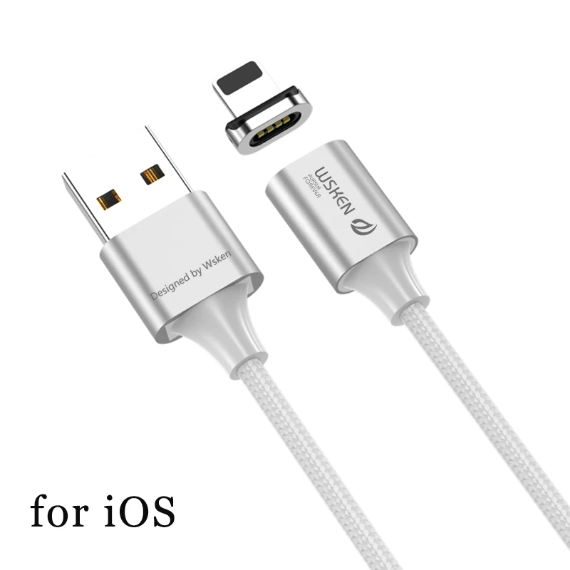 WSKEN X2 Магнитный кабель Micro Тип usb C 3A быстрой зарядки для iPhone XS XR Зарядное устройство Тип кабеля-C USB-C для samsung S9 S8 адаптер - Цвет: X2 Fo IOS Cable