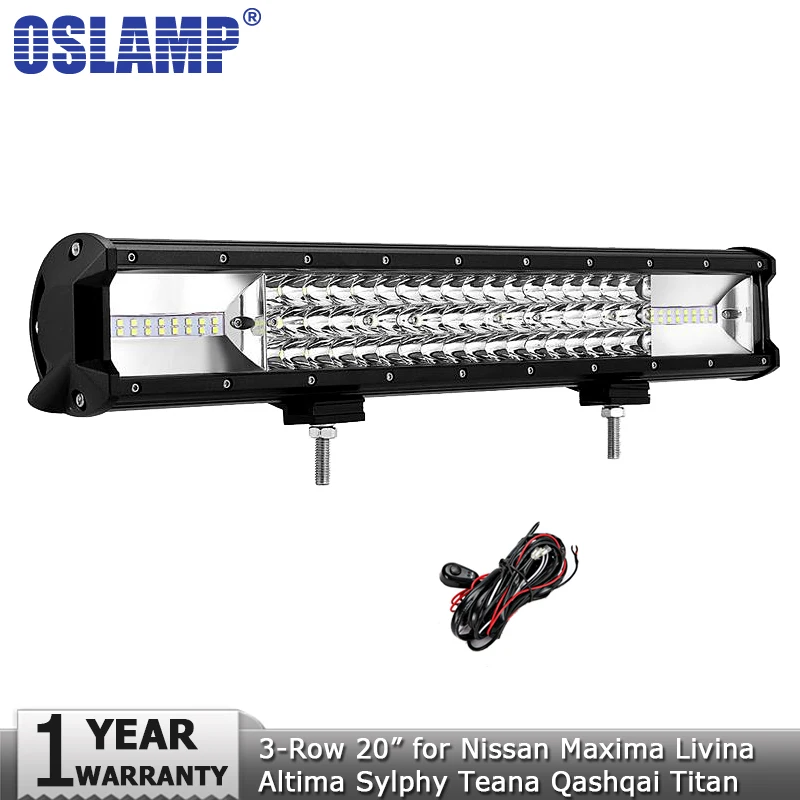

Oslamp 3-row 20" 270W Offroad LED Light Bar Spot Flood Led Work Light Bar DC12v 24v for Nissan Maxima Sylphy Livina Titan Teana