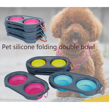 

Pet Dog Cat Collapsible Feeding Bowl Travel Portable Silicone Water Dish Camping