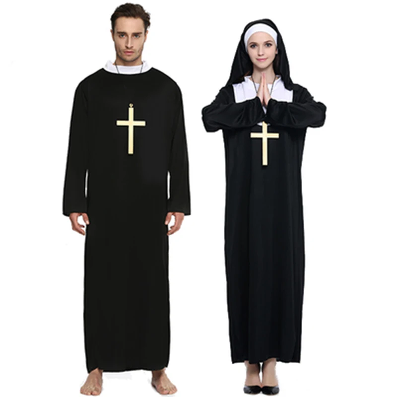 

Rolecos Brand Unisex Medieval Monk Sorcerer Pastor Jesus priest Robe Suit Nun and Missionaries Halloween Cosplay Costume