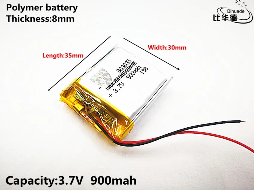 Литиевая батарея хорошего качества 3,7 в, 900 мАч, 803035 полимерный литий-ионный/литий-ионный аккумулятор для игрушек, банка питания, gps, mp3, mp4