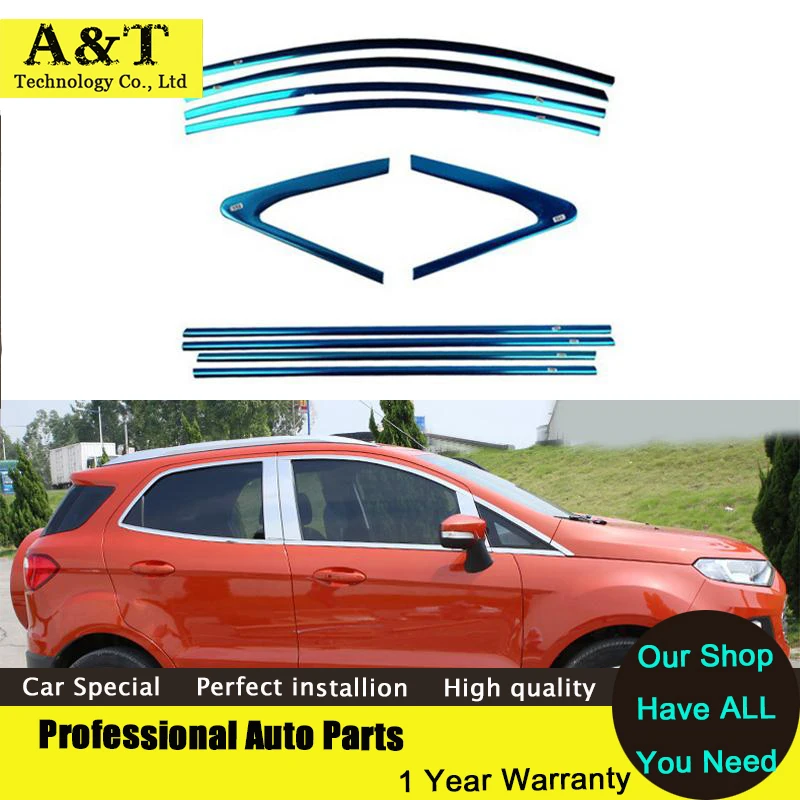 

Full Window Trim Decoration Strips Exterior Accessories For Ford Ecosport 2014-2017 Stainless Steel high quality car styling