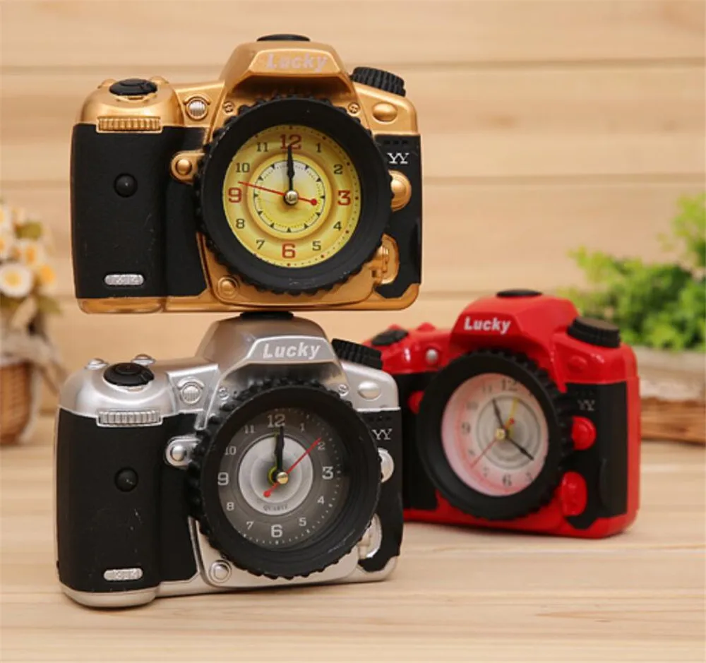 

Mini Creative Camera Shape Needle Clock Alarm Clock for Office Home Decor Craft Creative Gift for Boys, girls A2190c