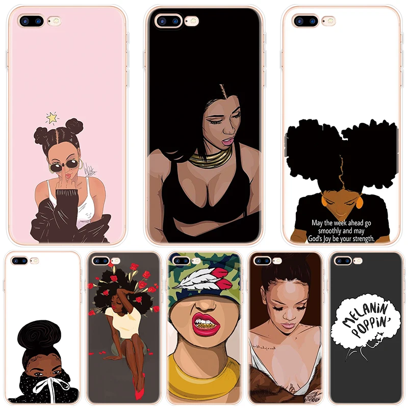 

Black Girl Afro Melanin Poppin Aba FOR iPhone 10 X 11 Pro XS Max XR Case For iPhone 6S 6 5 5S SE 7 8 Plus Case For iPhone 8Plus