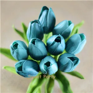 Tulipanes artificiales de PU con tacto Real, flores falsas para decoración  del hogar, ramo de boda, azul y blanco - AliExpress