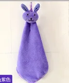 Милое плотное полотенце с мультяшной головой кролика, кухонное полотенце, можно повесить, плюшевое Двухслойное полотенце кораллового цвета - Цвет: 1