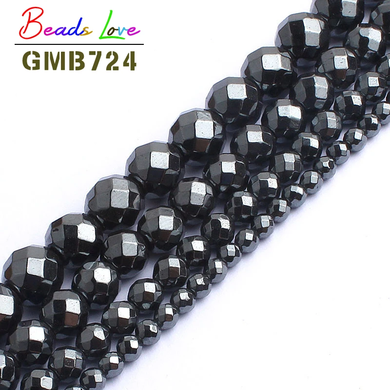 

High quality Natural Facted Black Hematite Stone Beads For Jewelry Making 15inchese 2/3/4/6/8/10mm Spacer Beads Diy Bracelet