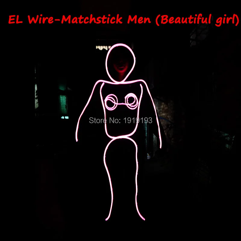 10 Color Choice DIY the Style of Matchstick beauty LED dance Costume EL wire holiday lighting clothes for Party decoration 10 Color Choice DIY the Style of Matchstick beauty LED dance Costume EL wire holiday lighting clothes for Party decoration