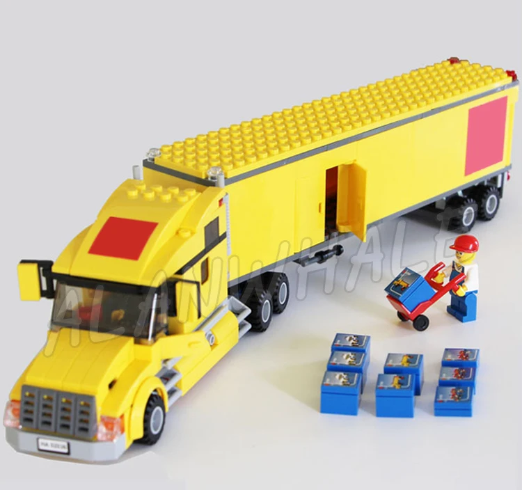 298pcs City Airport Great Vehicles Yellow Truck Model Building Blocks 02036 Assemble Bricks Childre