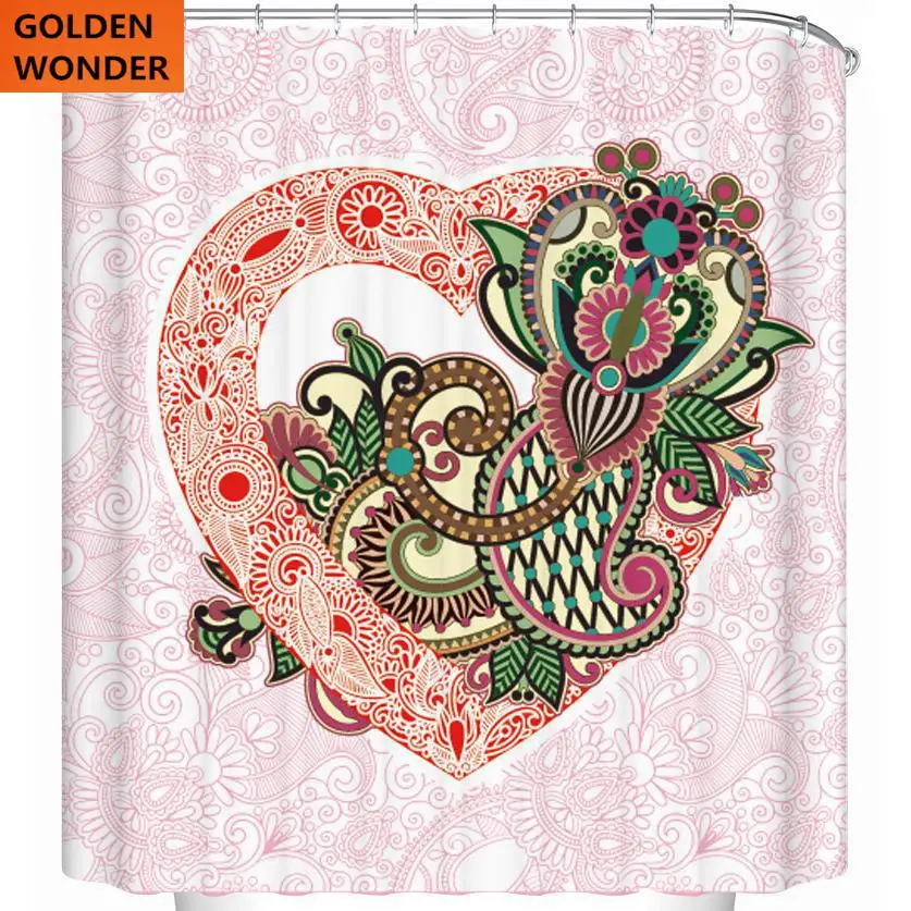 

New Arrival Waterproof Shower Curtains European Bathroom 3d Shower Curtain Simple Flower Thick Polyster Digital Printing 180*200
