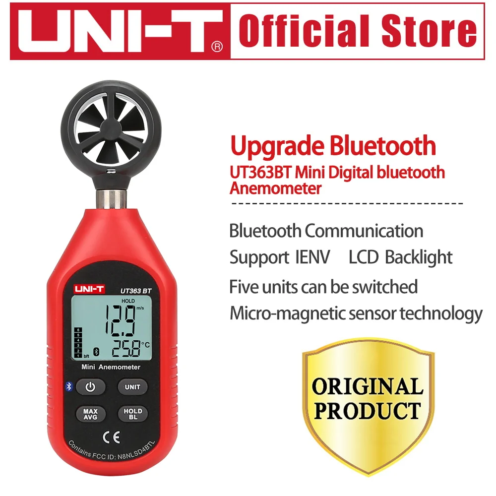 Мини цифровой Bluetooth Анемометр UNI T UT363BT Ручной эргономичный термометр ветромер