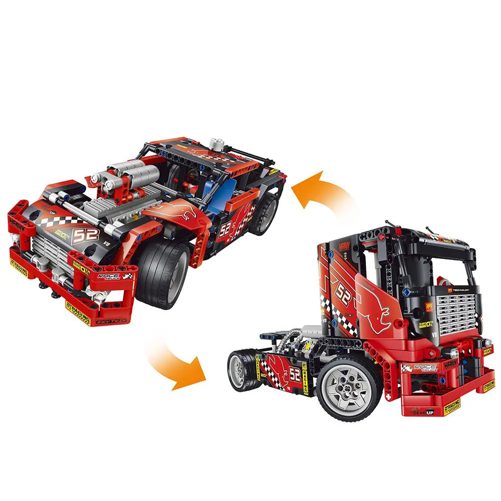 608pcs Race Truck Car 2 In 1 Transformable Model Building Block Sets Decool 3360 DIY Toys Compatible With Legoe Technic gh20