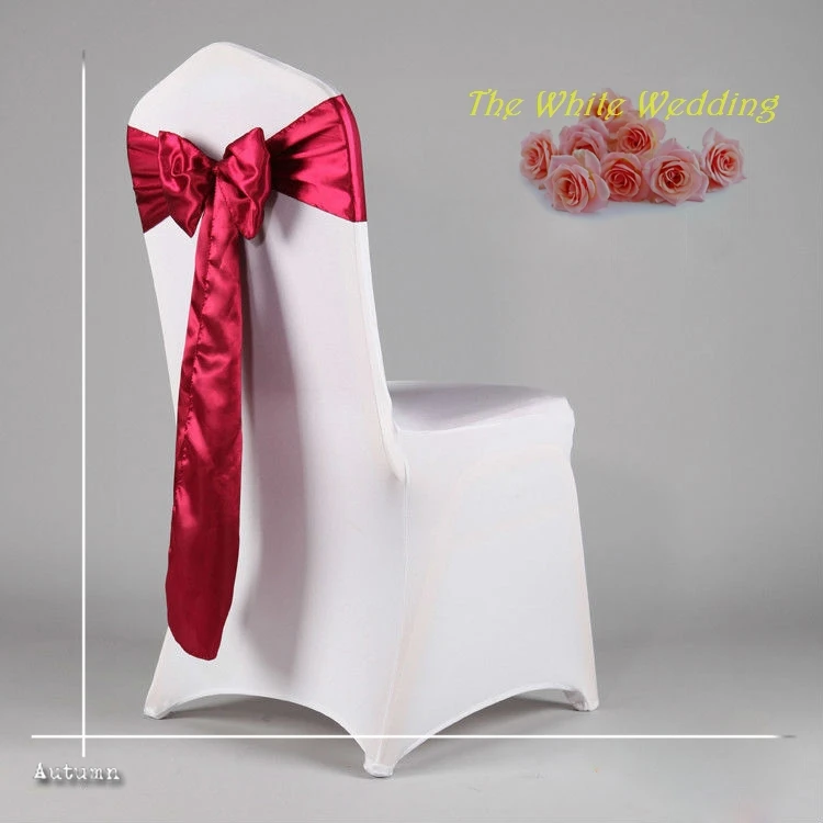 100 Red Cheap Wedding Satin Chair Sash For Wedding Decoration Free