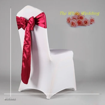 

100 Red Cheap Wedding Satin Chair Sash For Wedding Decoration Free Shpping to Europe