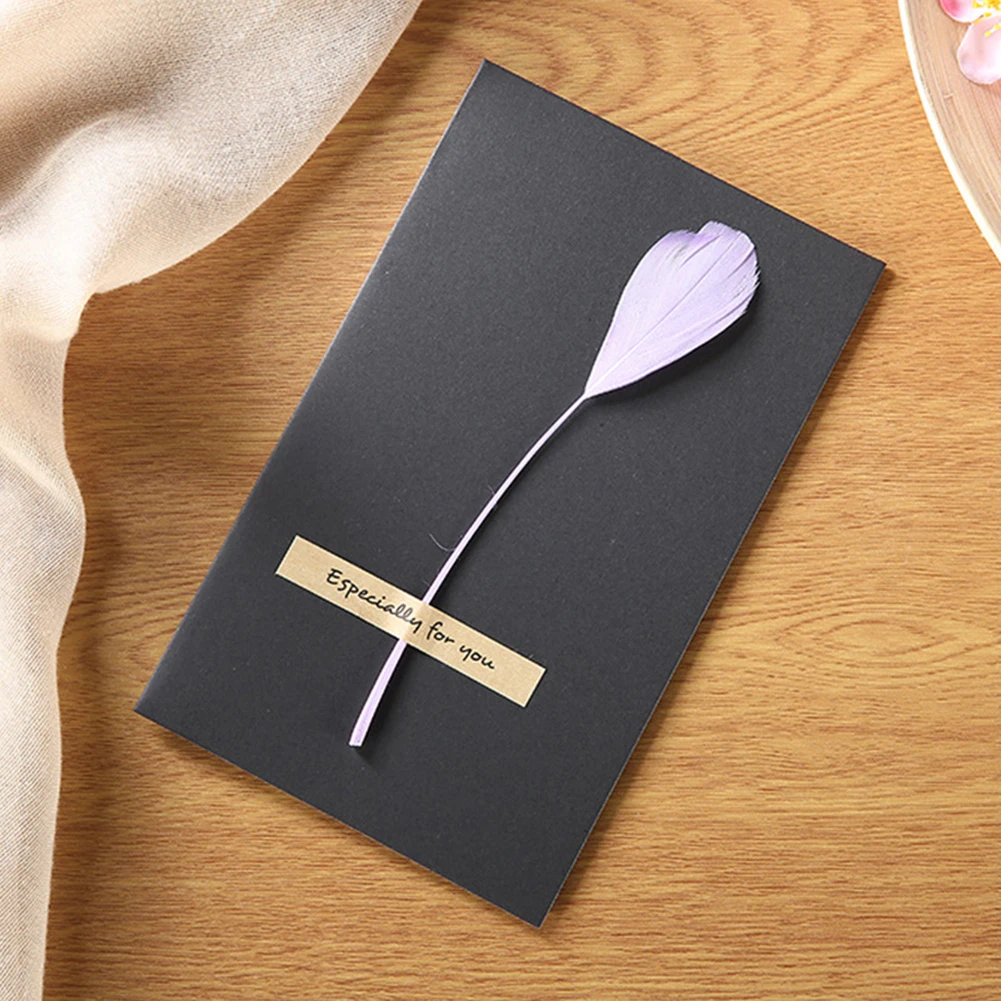 6pcs High-grade Stereoscopic card True feathers Dried Flower greeting card birthday gift wedding thank you cards Holiday decor
