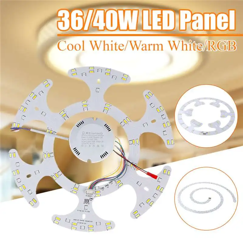 SMD2835/5050 LED Panel Light Lamp Beads Kit PCB  36/40W Cool/Warm white RGB Round Ceiling Lights Remote controller/APP control