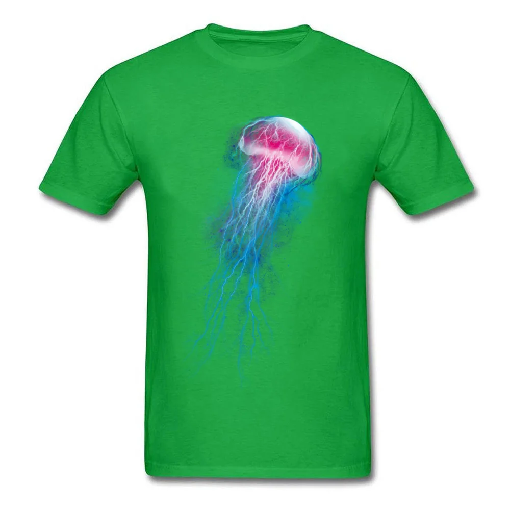jellyfish storm T Shirts Short Sleeve Crazy High Quality Men Autumn Tops Shirt Crazy Tee Shirt Round Neck All Cotton jellyfish storm green