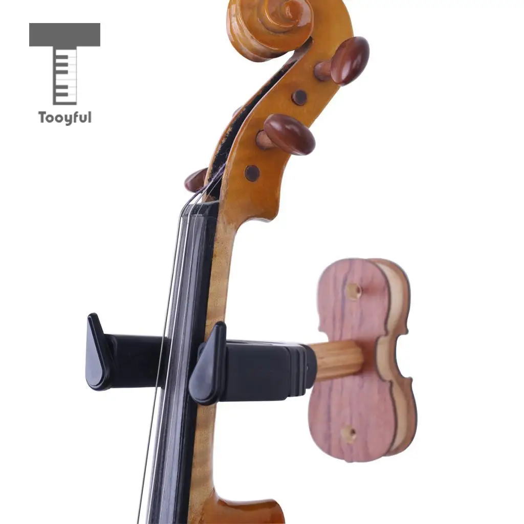 Tooyful Wood Violin Hanger Auto Lock Hook Stand for Home Studio Wall Mount Holder 16x7.5x4.6cm