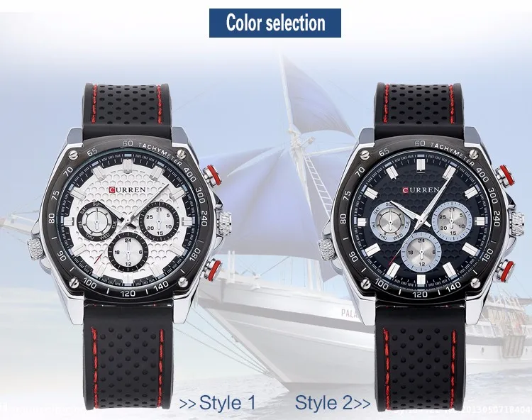 Новые спортивные военные часы Curren, Брендовые Часы с циферблатом, черные мужские наручные часы с кожаным ремешком, водонепроницаемые наручные часы 3ATM