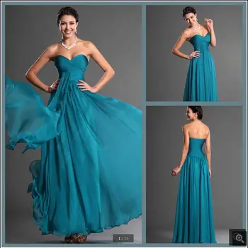 

Glamorous sweetheart neck chiffon a line evening Dress 2016 floor length pleated flowy evening gowns best selling