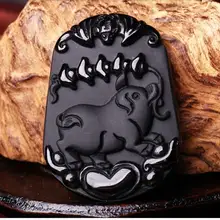 Новая световая точка новой натуральной Подвеска из вулканического стекла с двенадцатью знаками зодиака ожерелье со знаком зодиака резная свинья расцвести бизнес