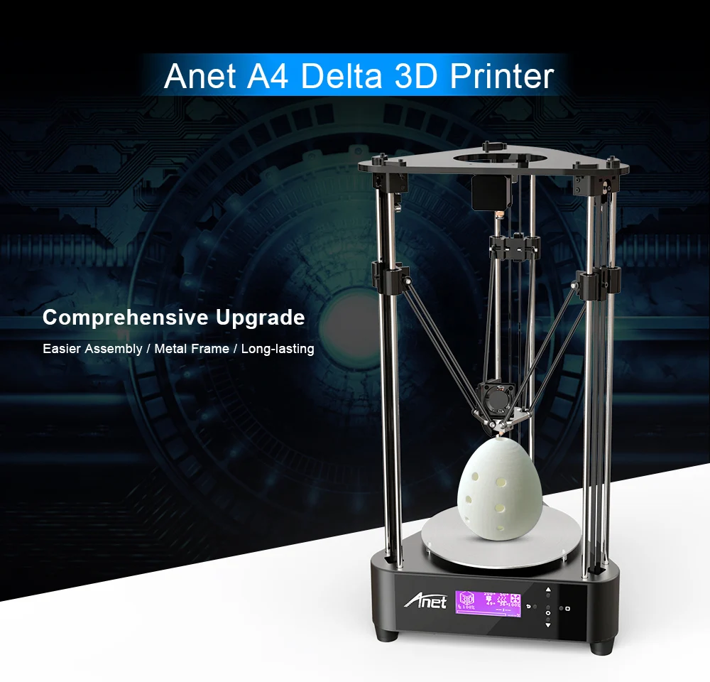 A4 Fast Installation Aluminium Alloy Delta DIY 3D Printer Kit High Speed Support TF Card