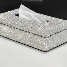 Bling, со стразами и кристаллами прямоугольные бумажные салфетки коробка чехол Блестящий держатель для салфеток Тип блока для дома автомобиля