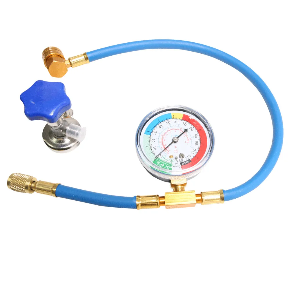 

R134A R12 R22 Recharge Measuring Hose Gauge Adapter AC Refrigerant Charging Pipe With Valve for Car Air-conditioner & Home use