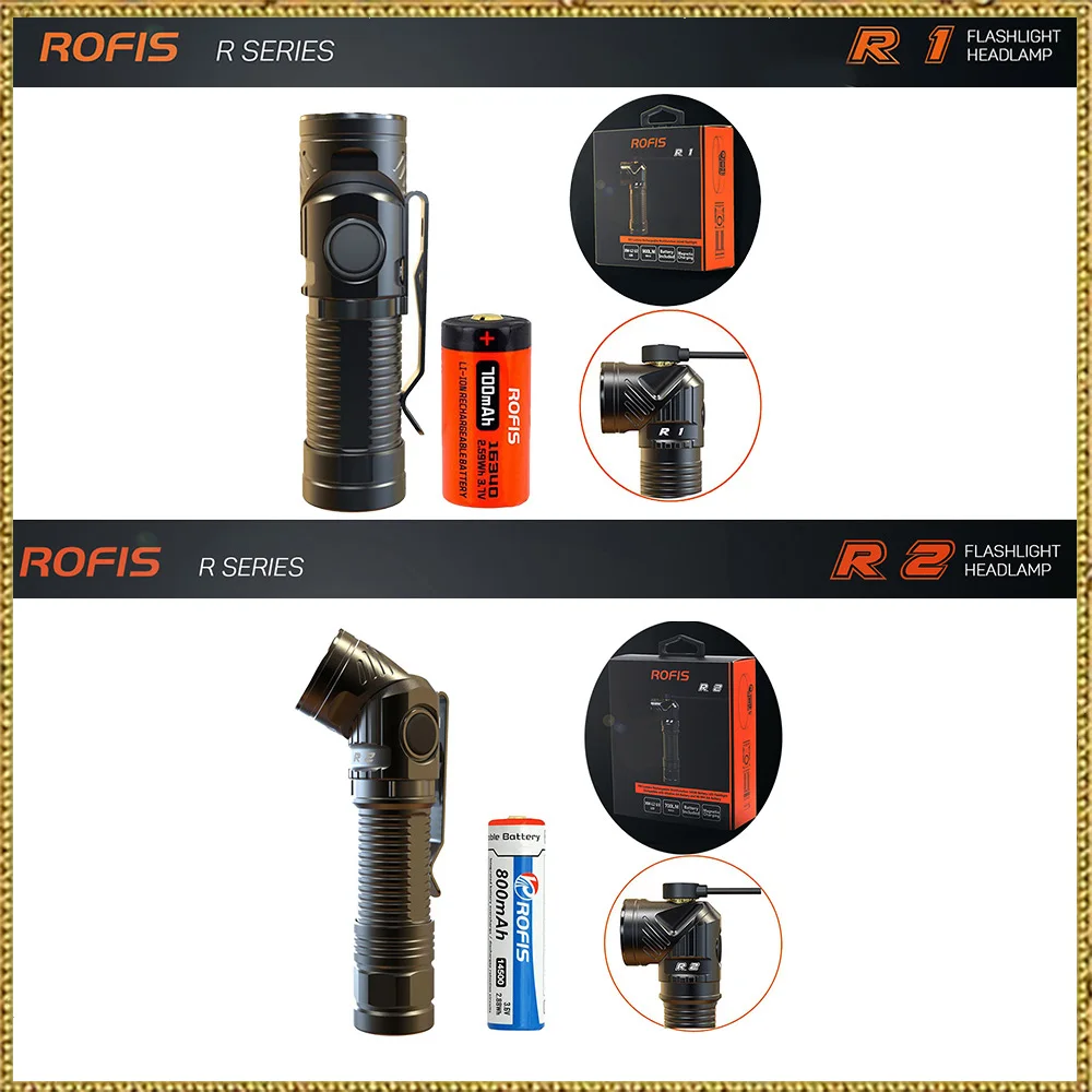  Rofis R1 16340 / R2 14500 / R3 18650 Mini Flashlight CREE LED Adjustable-head Flashlight Magnetic U - 32838958510