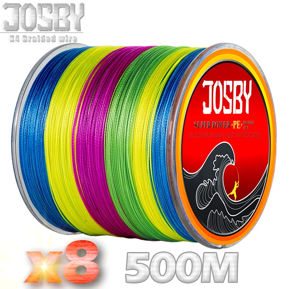 JOSBY 500 м 8X рыболовная брендовая супер прочная японская многонитевая ПЭ плетеная рыболовная леска 8 нитей 12LBS-78LBS ловля карпа