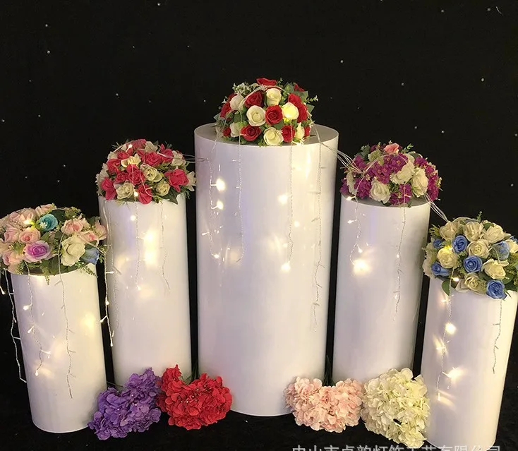 Металлический цилиндр столб стойки Свадебные Приём стол для торта Цветочные поделки Питание Фрукты дисплей с пьедесталом колонки для бар