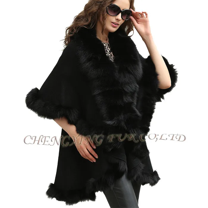 CX-B-P-45D новые продукты кашемир бренд Fox fur Trim шарф-Пашмина женское пончо меховой воротник накидка