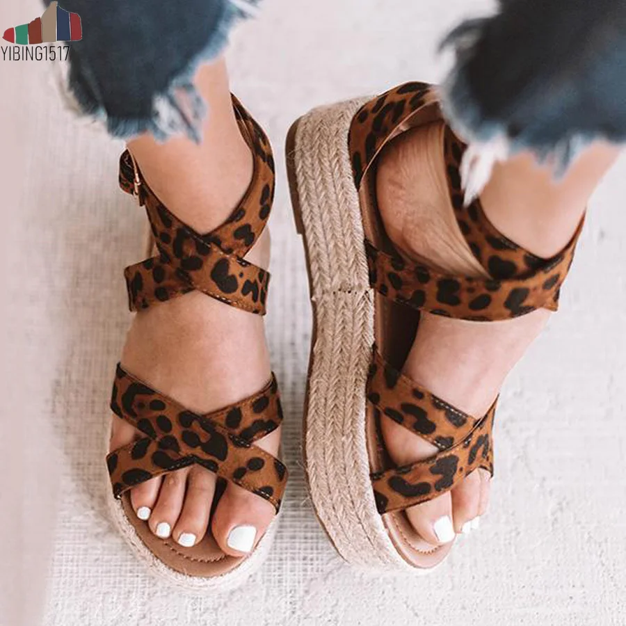 

YIBING1517 Summer High Heels Wedges Platform Women Sandals For Female Buckle Strap Comfort Casual Ladies Shoes Plus Size 35-43