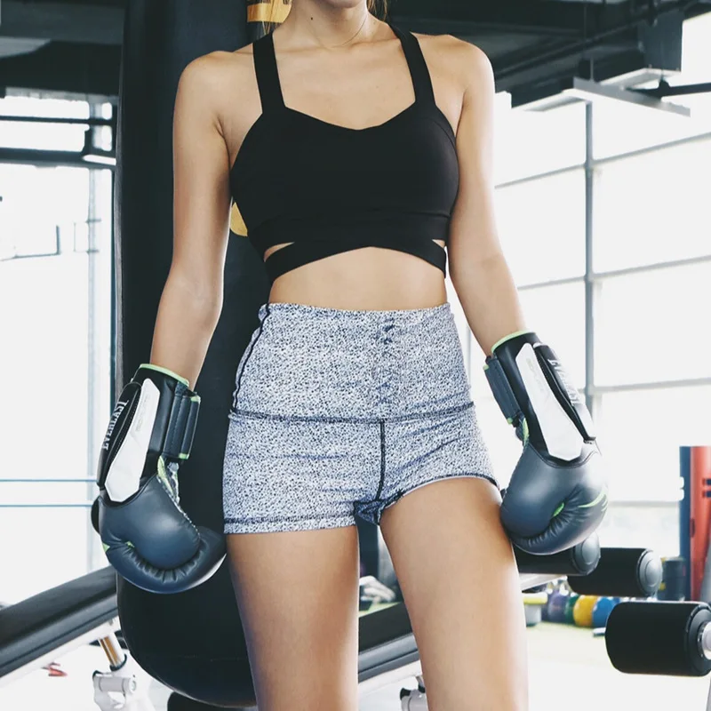 Сексуальные черные спортивные шорты с завышенной талией бандажные для йоги