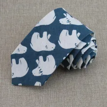 Хлопковые льняные галстуки с принтом Мужские новые современные полярные медведи индивидуальные Товары для отдыха 7 см синий галстук высокого качества