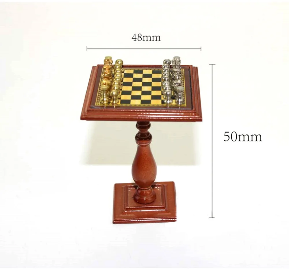 Acessórios de Metal Xadrez com Mesa de Simulação Brinquedos para Decoração de Casa de Boneca 12 de Casa de Bonecas em Miniatura Mini Modelo Mobiliário 1 - 4 Brinquedos e hobbies