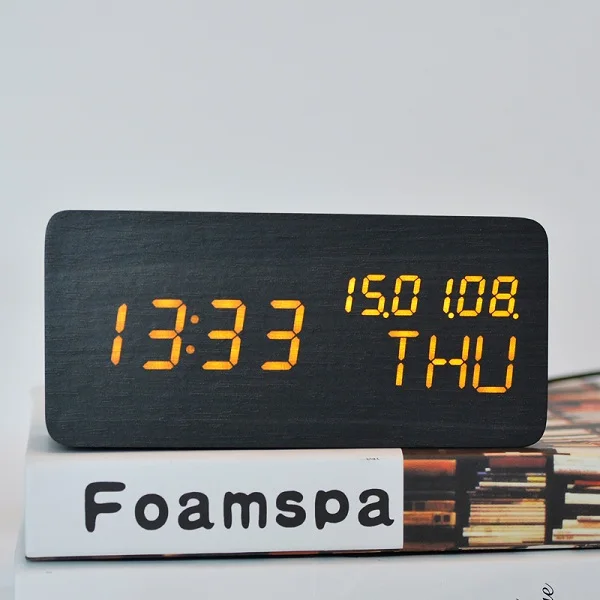 FiBiSonic цифровой светодиодный будильник электронные настольные часы дисплей Температура будильники YY-MM-DD - Цвет: black orange