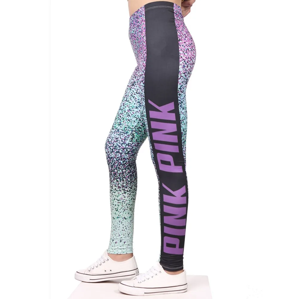 

FCCEXIO Spring Leggings PINK Letter Printed Fitness Legging High Stretch Leggins High Waist Slim Sexy Legins Trouser Women Pants