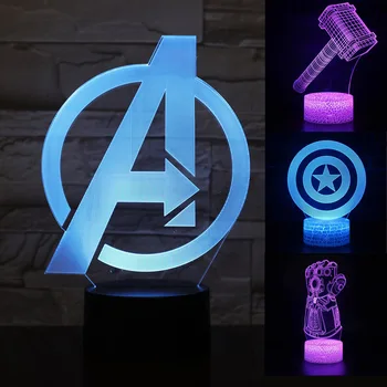 

Marvel Avengers Endgame 3D Illusion LED NightLight Figure Captain America Shield 7 Colourful Model Toys
