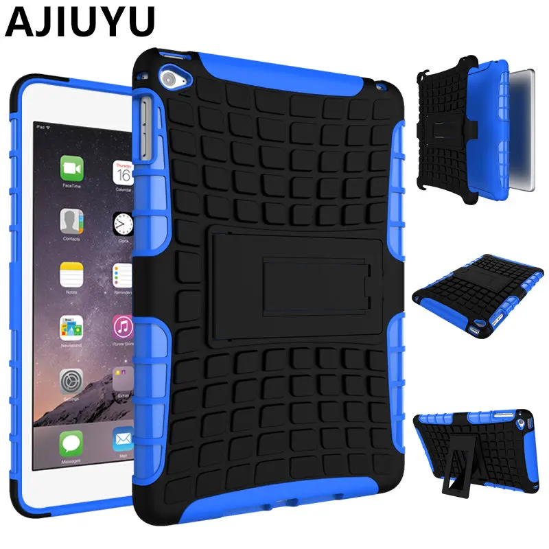 Ajiuyu для iPad mini 4 Дело ТПУ mini4 Чехол Панцири противоударный Heavy Duty кремния + PC Стенд Smart Cover ipad mini4 защитной оболочки