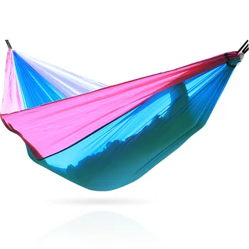 

2018 nylon parachute cloth double hammock, light weight, easy to carry, comfortable sleep, easy to install and disassemble,