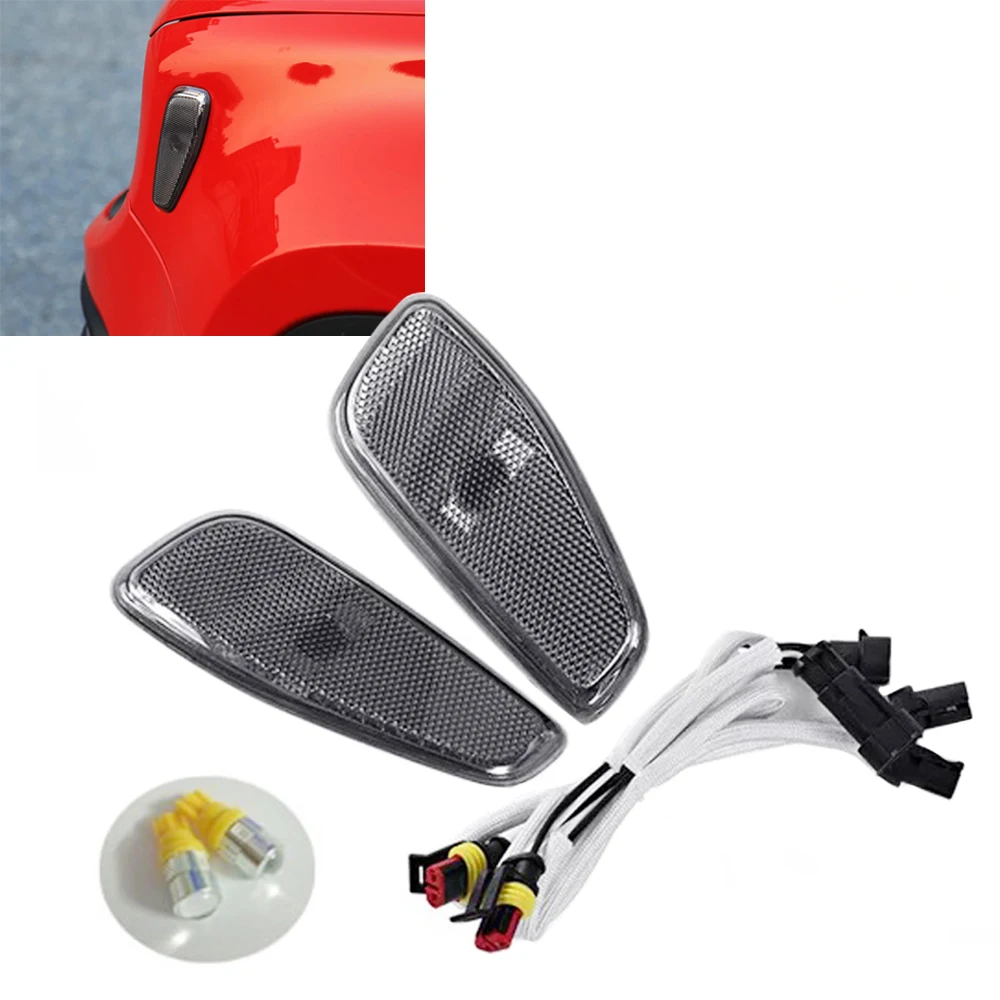 Wooeight New 2PCS Side Marker Lamp Covers LED Yellow Light Cable 68256050AA 68256049AA Fit for Jeep Renegade 2015 2016 Only LHD-1